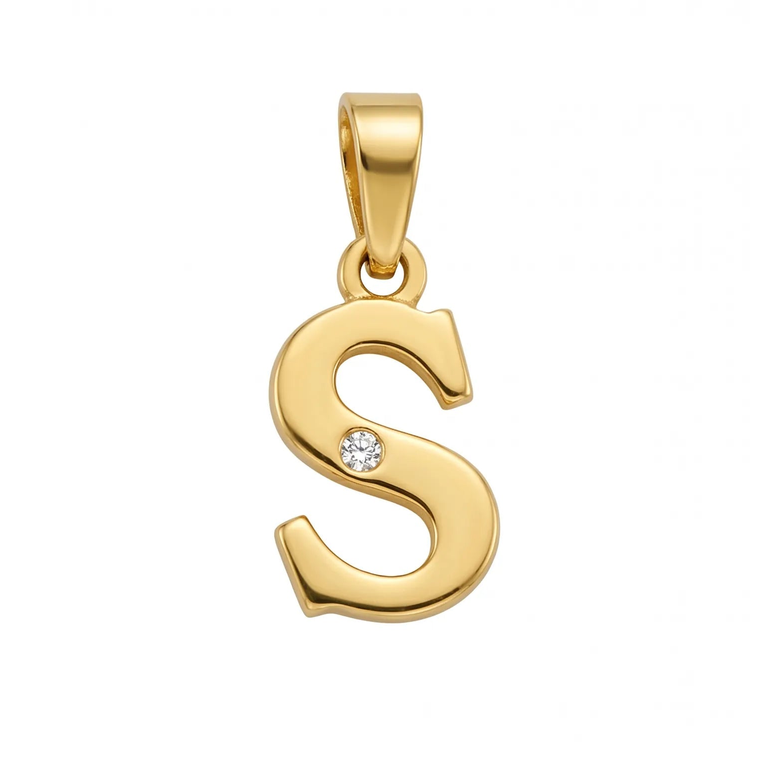 Initial "S" Pendant with Zirconia