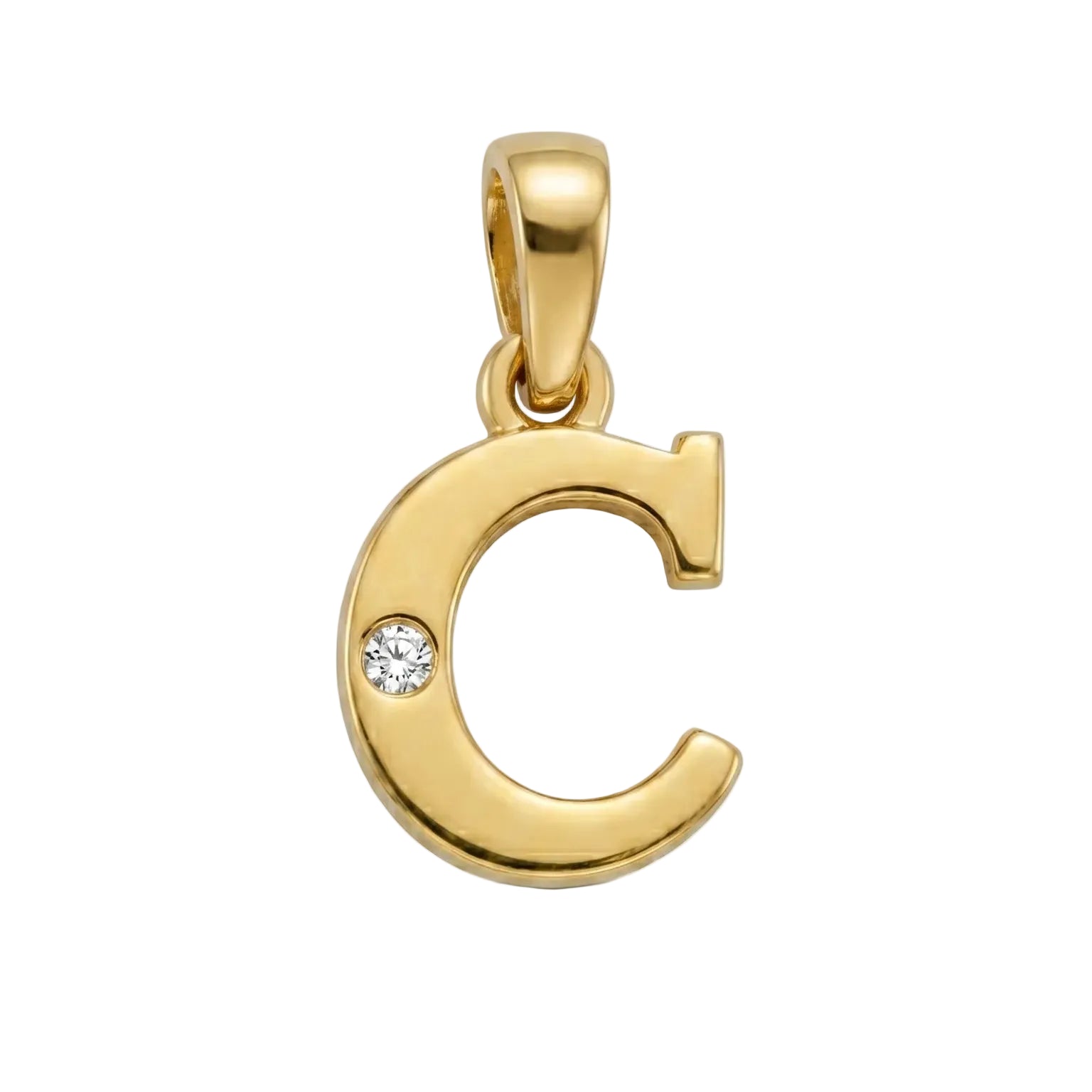Initial "C" Pendant with Zirconia
