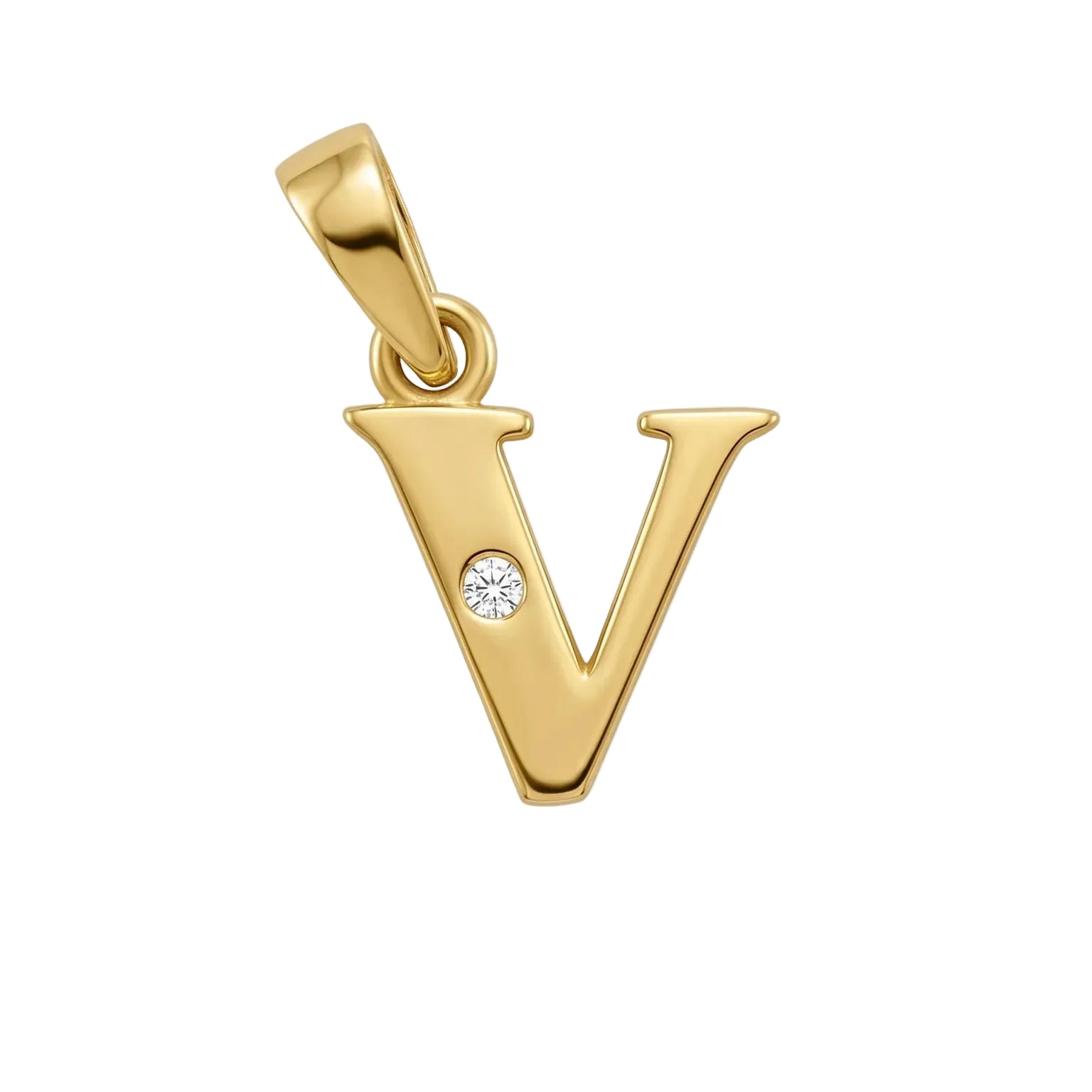 Initial "V" Pendant with Zirconia