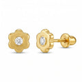 Gold Flower Zirconia Stud