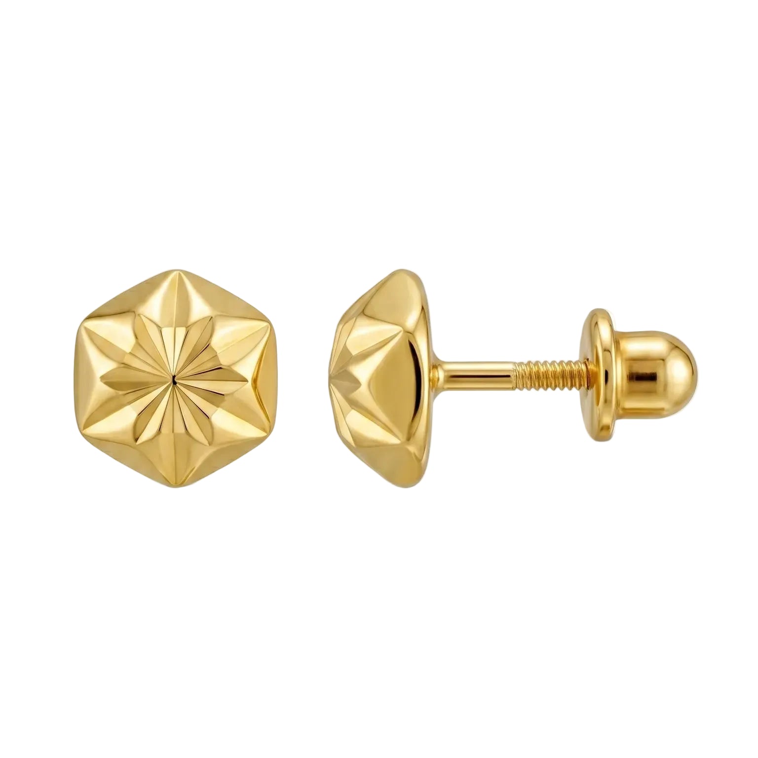 Diamond-Cut Hexagon Stud