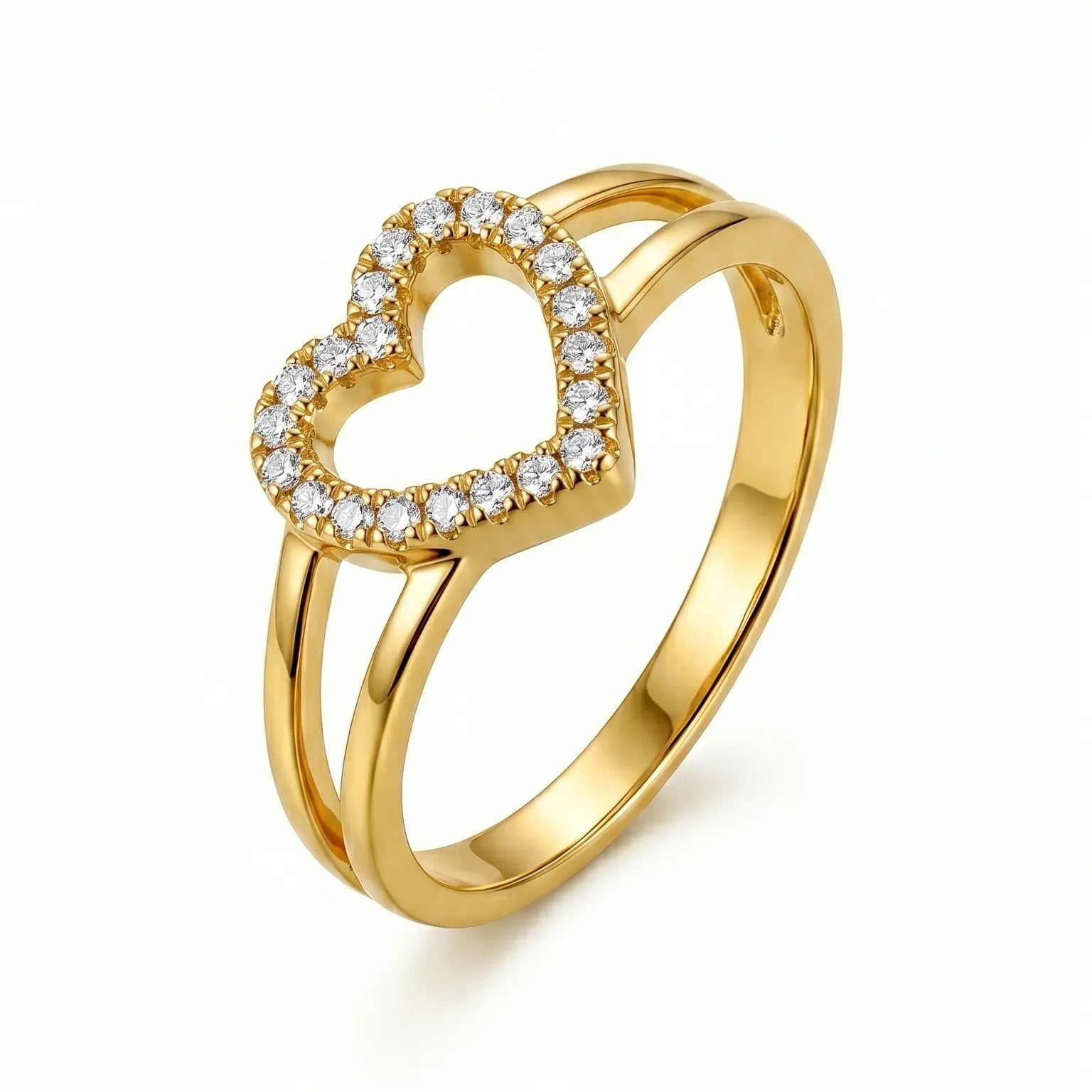 Open Heart Zirconia Ring