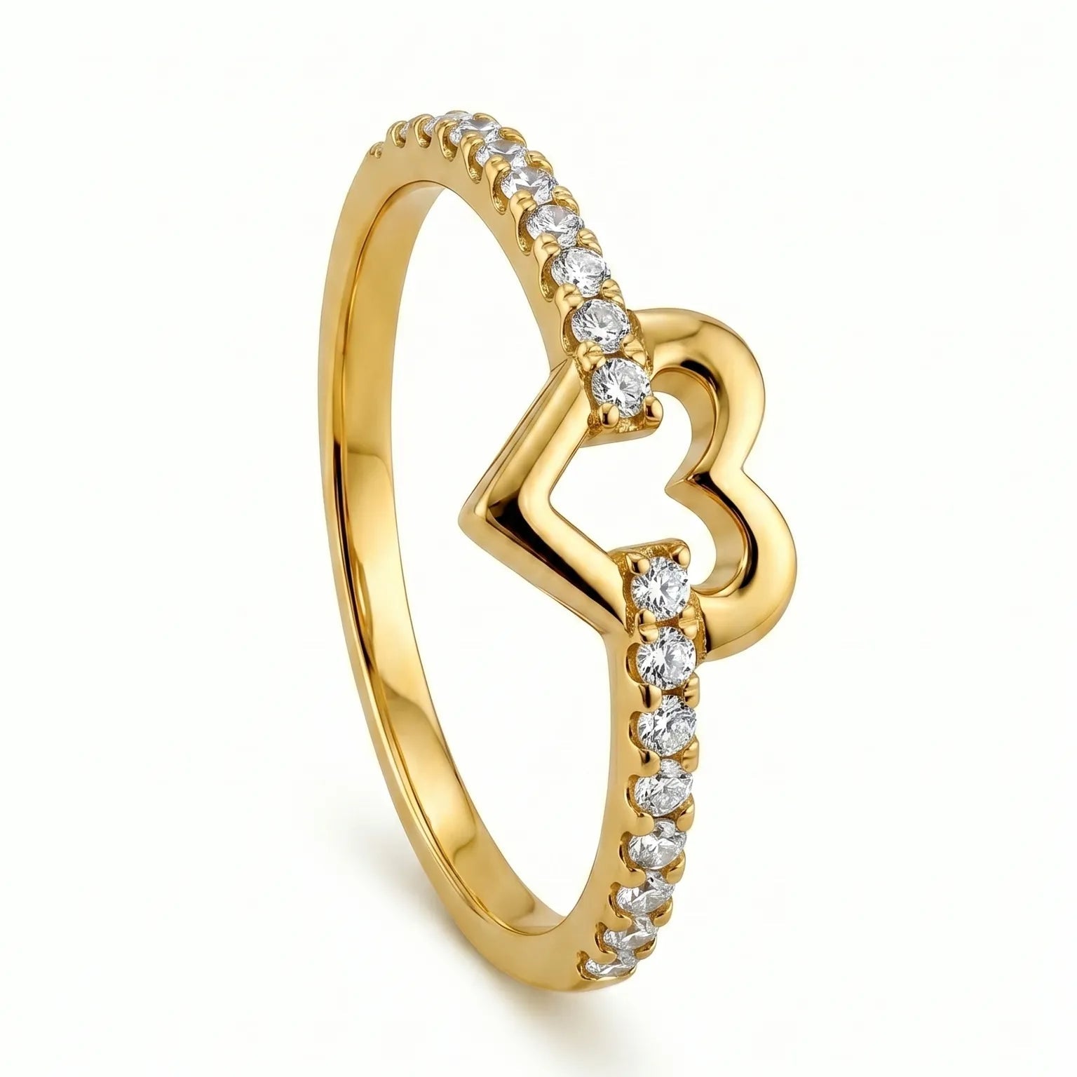 Open Heart Side Zirconia Ring