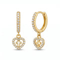 Heart-Cross Zirconia Huggies