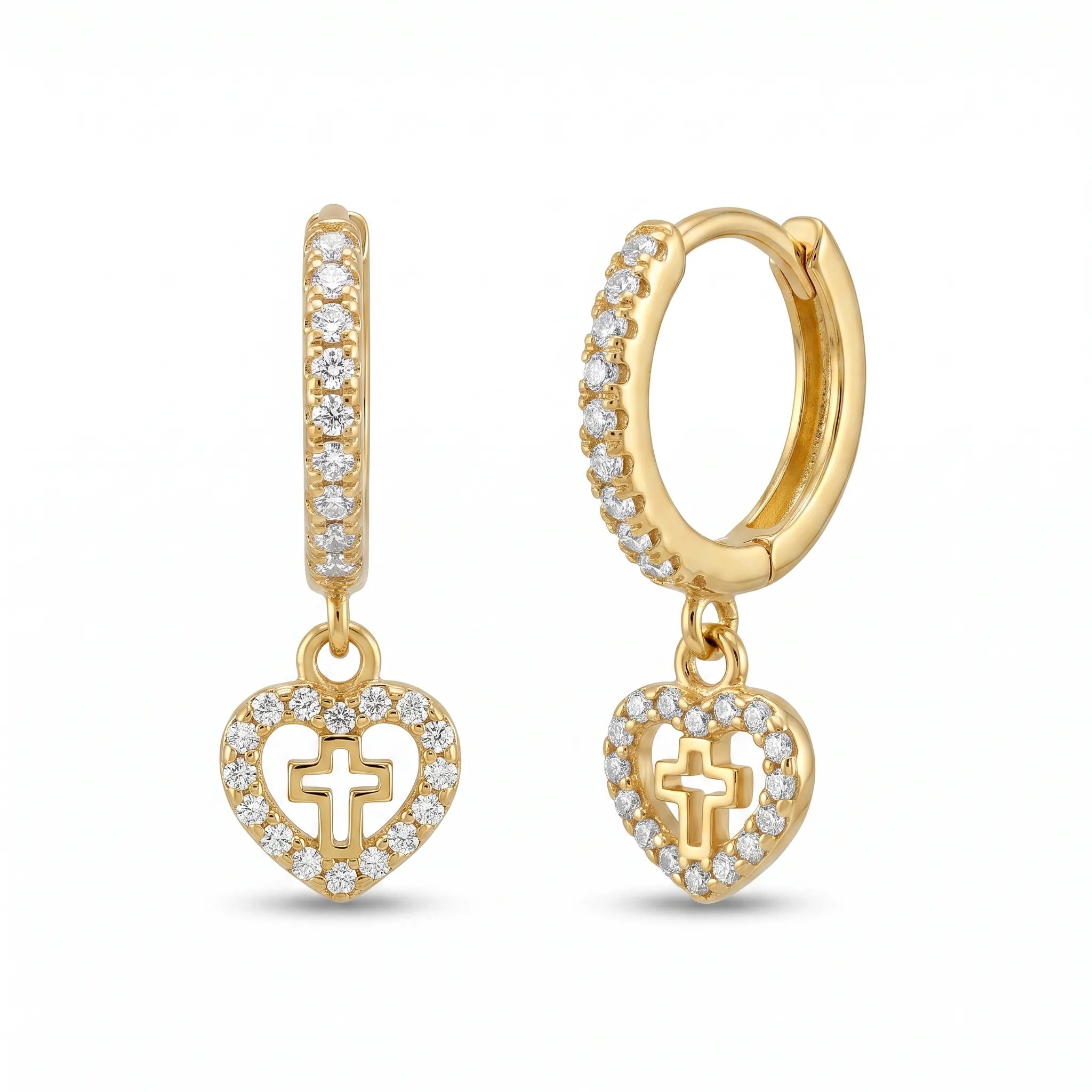 Heart-Cross Zirconia Huggies