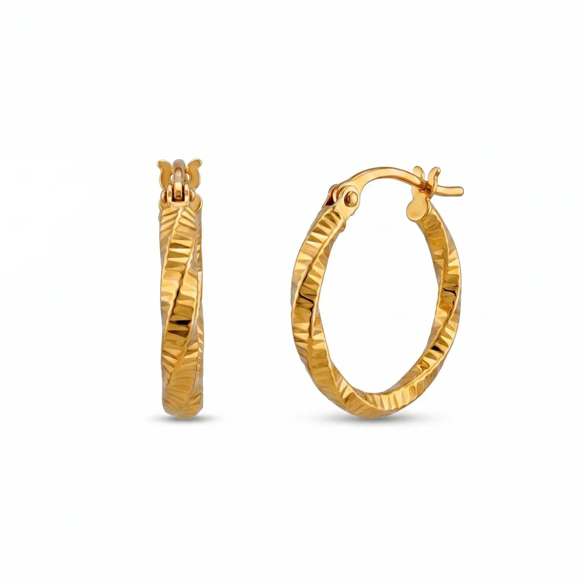 Diamond-Cut Twisted Hoop Earrings