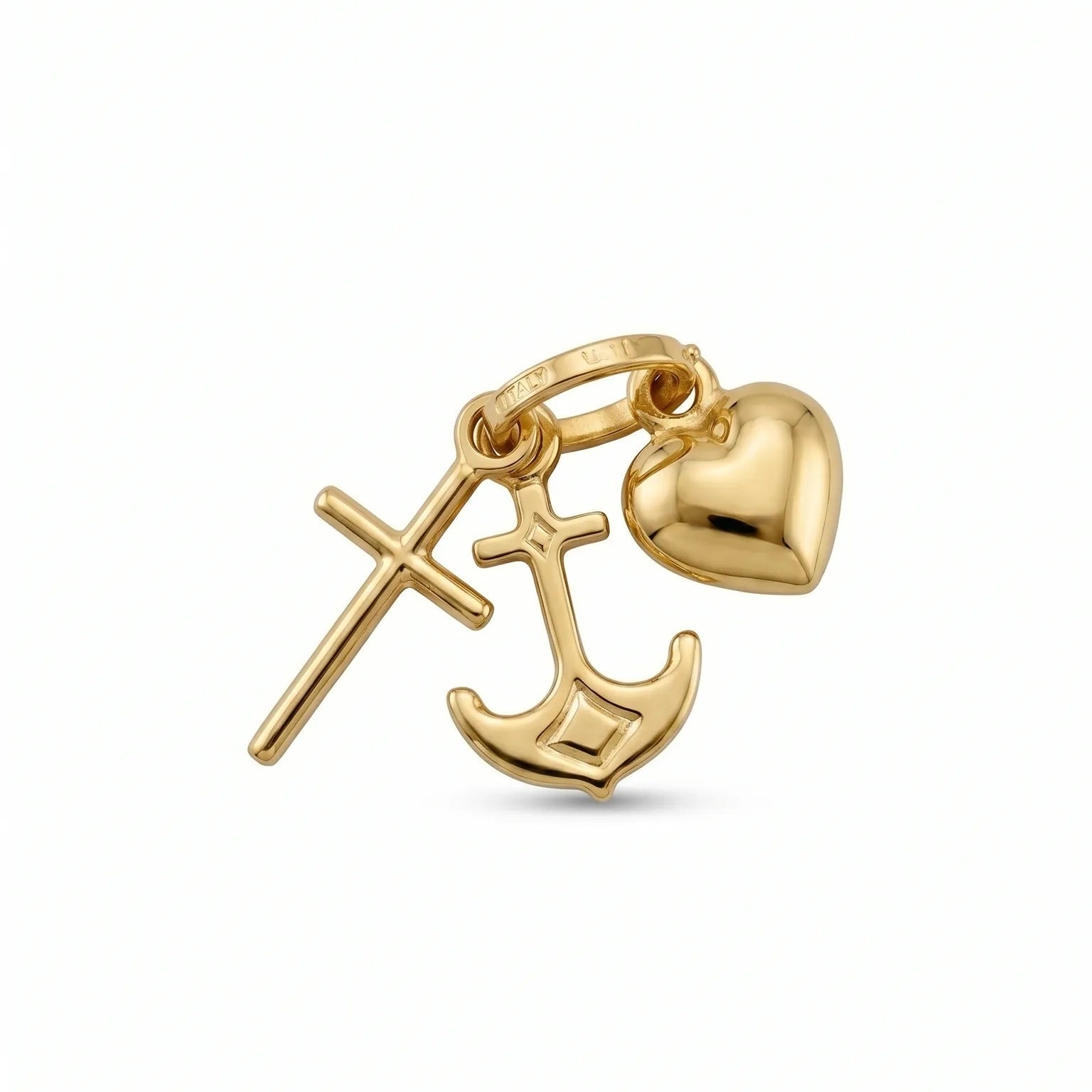 Anchor Cross and Heart Pendant