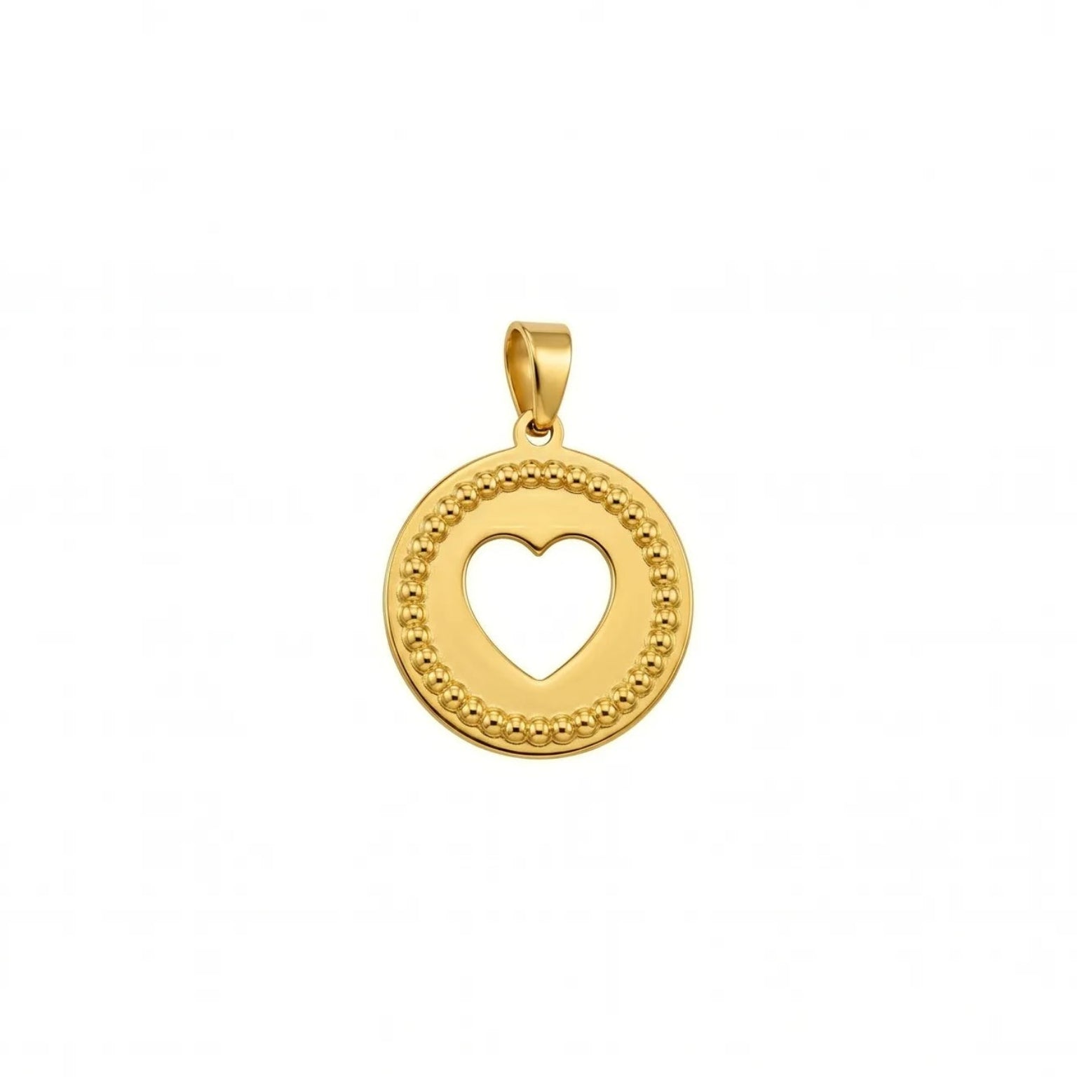 Open Heart Beaded Disc Pendant