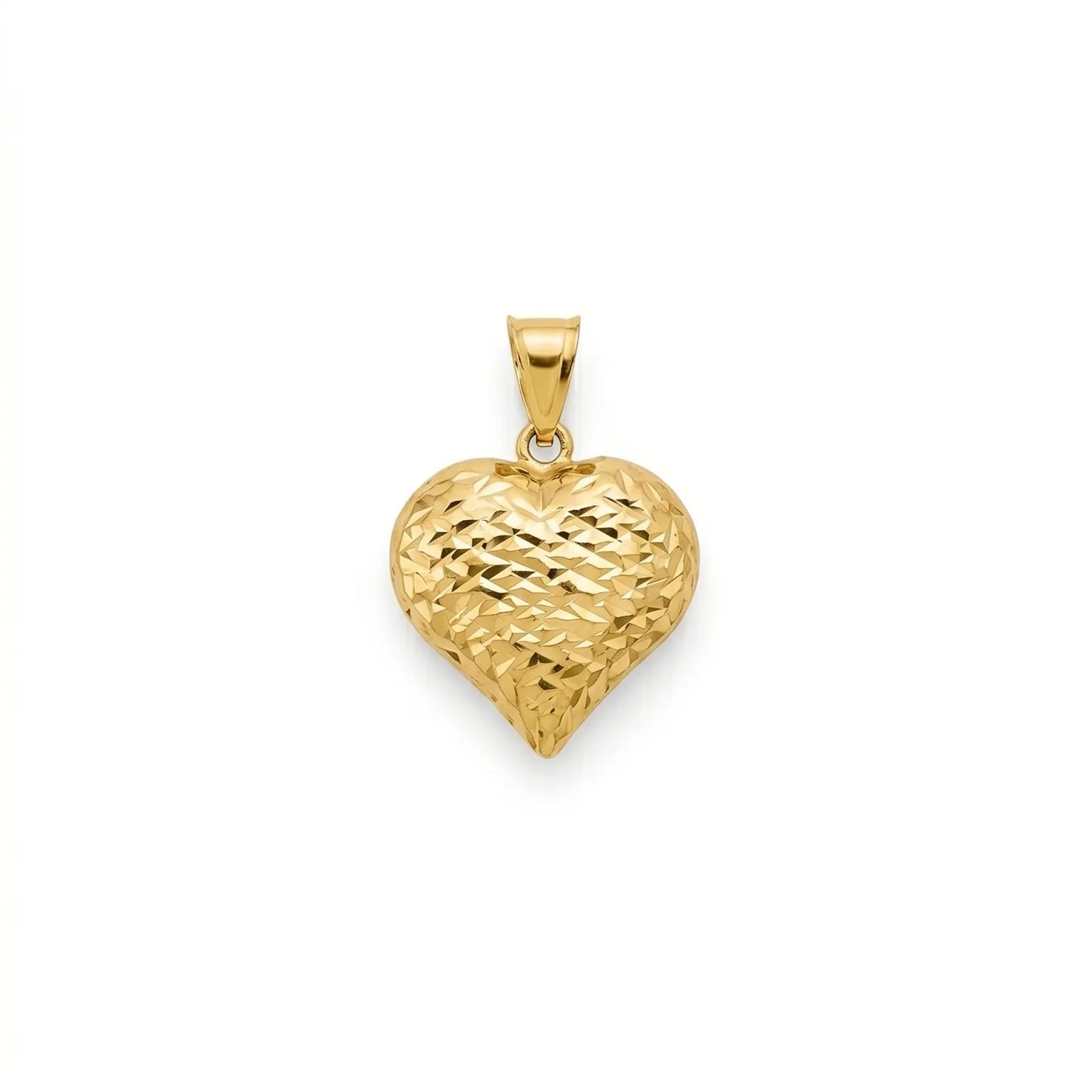 Diamond-Cut Puffed Heart Pendant