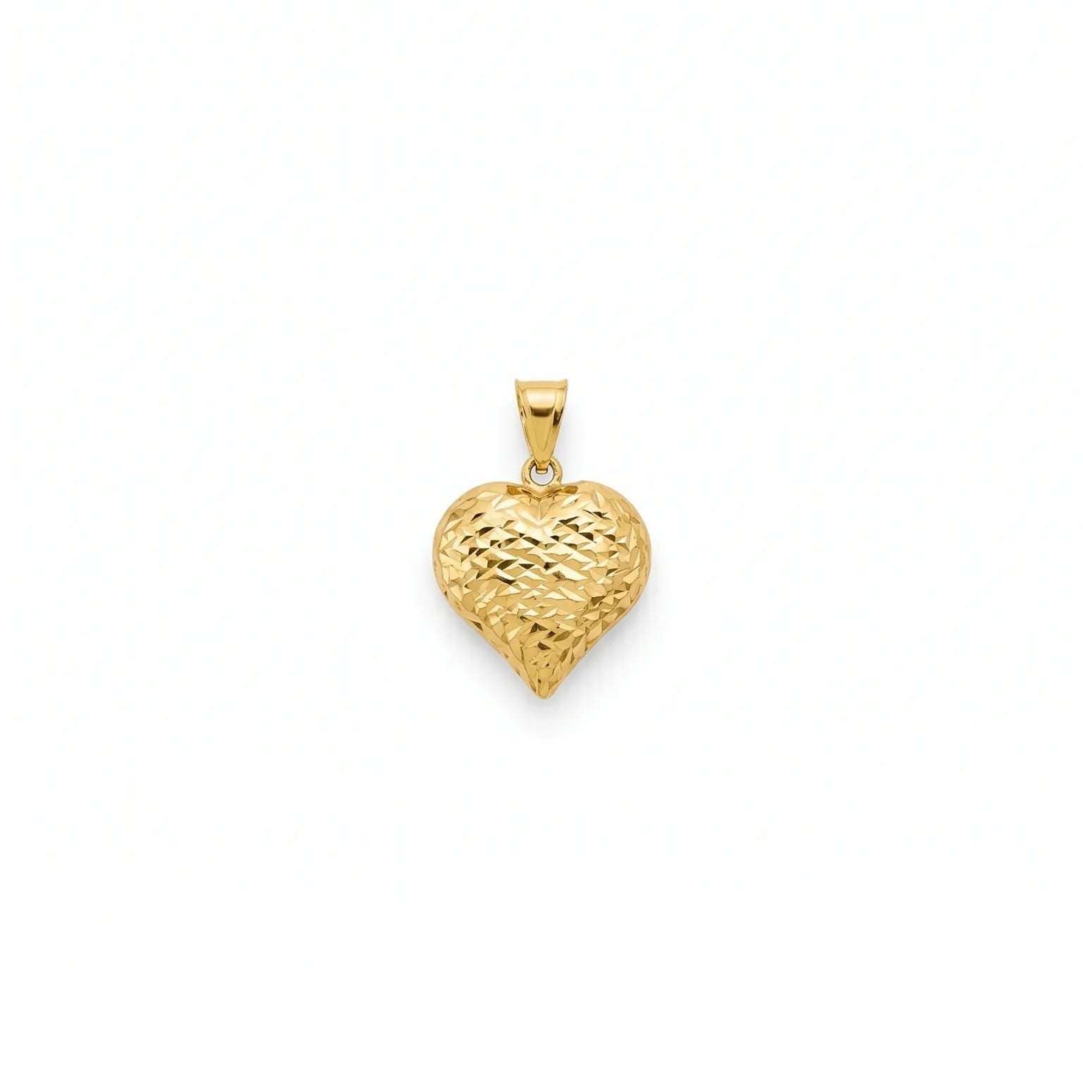 Diamond-Cut Puffed Heart Pendant