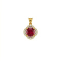 Red Gemstone Clover Halo Pendant