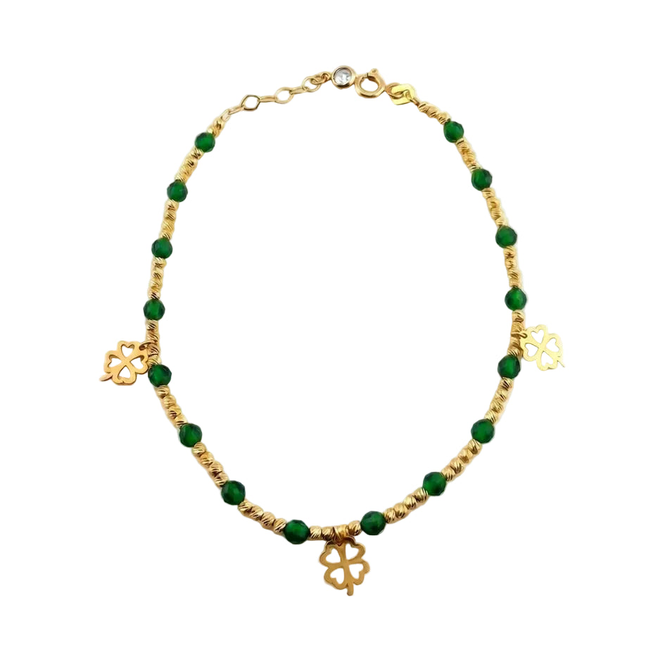 Four Leaf Clover Green Beaded Bracelet