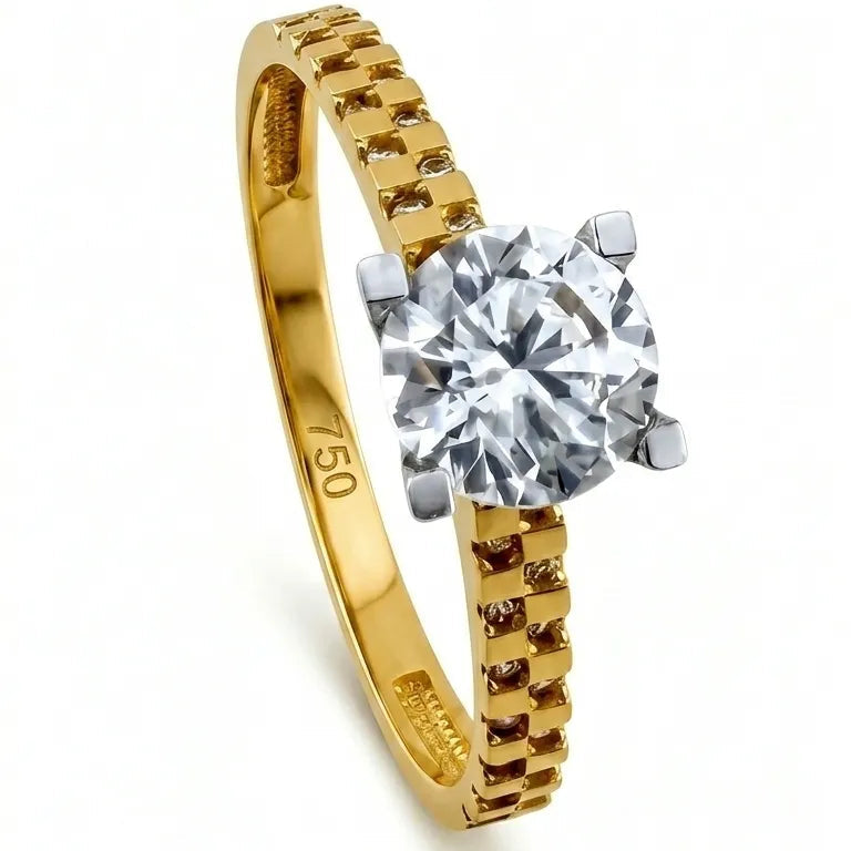 2-Tone Gold Zirconia Ring