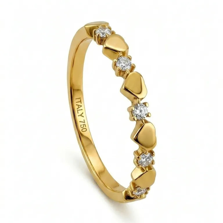 Alternating Heart And Zirconia Stone Ring