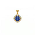 Blue Gemstone Clover Halo Pendant